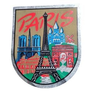 Vintage Paris France Souvenir Decal Sticker Metallic Foil Eiffel Tower Foil